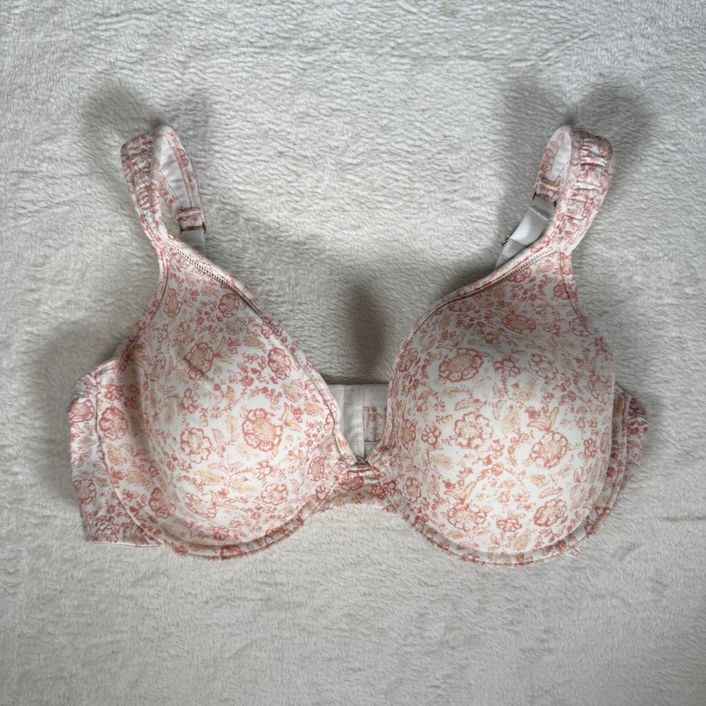 Lucky Brand 40D Bra Lightly Lined Contoured Smooth Cup Underwire Pink Floral